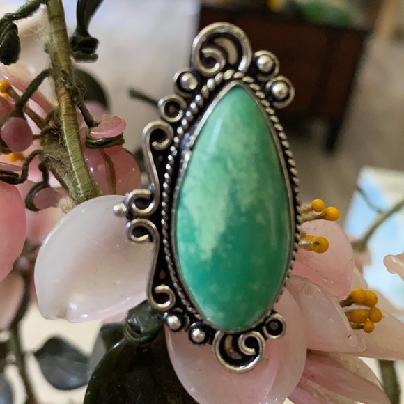 Vintage 925 chrysoprase ring